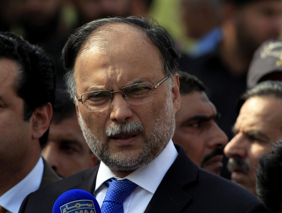 Ministro do Interior do PaquistÃ£o, Ahsan Iqbal. (Foto: Faisal Mahmood/Reuters)