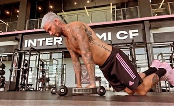 Former football player David Beckham working out at the gym of his team, Inter Miami CF (Photo: Instagram)