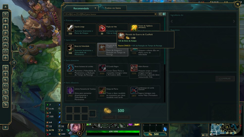 Martelo de Guerra de CaulField e Botas Ionianas da Lucidez são itens de Redução de Tempo de Recarga recomendados para a Riven. (Foto: Reprodução/Victor de Abreu)