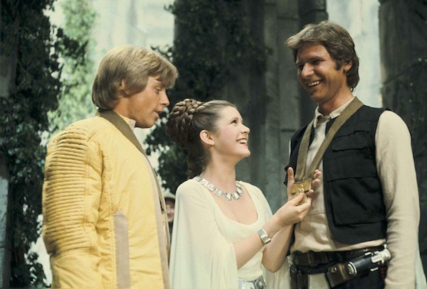 Mark Hamill, Carrie Fisher e Harrison Ford em 'Star Wars' (1977) (Foto: Reprodução)