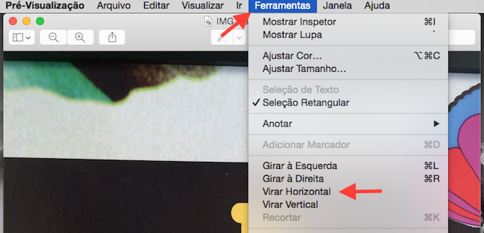 Utilizando a ferramenta para virar fotos horizontalmente no Mac (Foto: Reprodu??o/Marvin Costa)