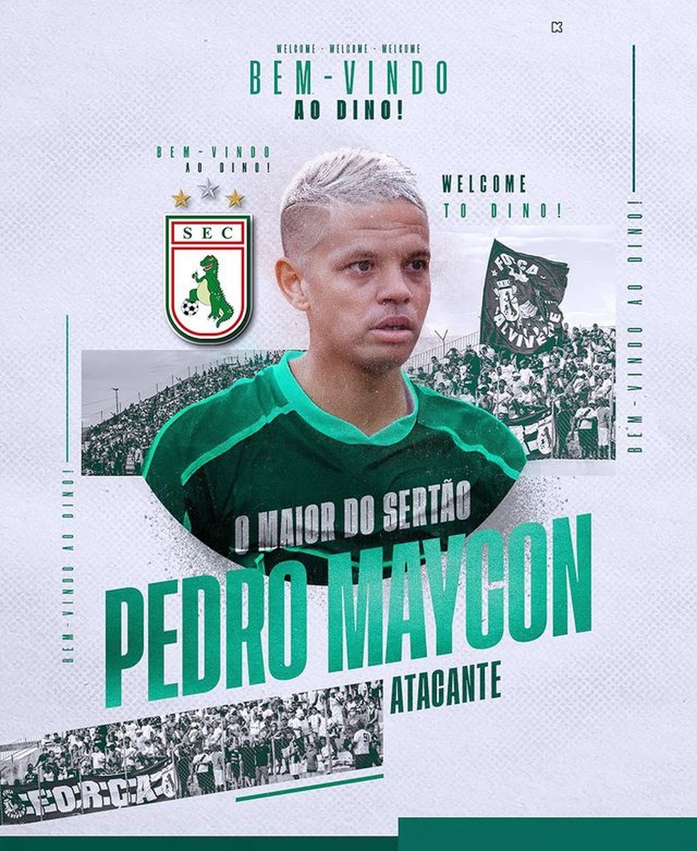 Arte da contratação do atacante Pedro Maycon — Foto: Arte / Sousa EC