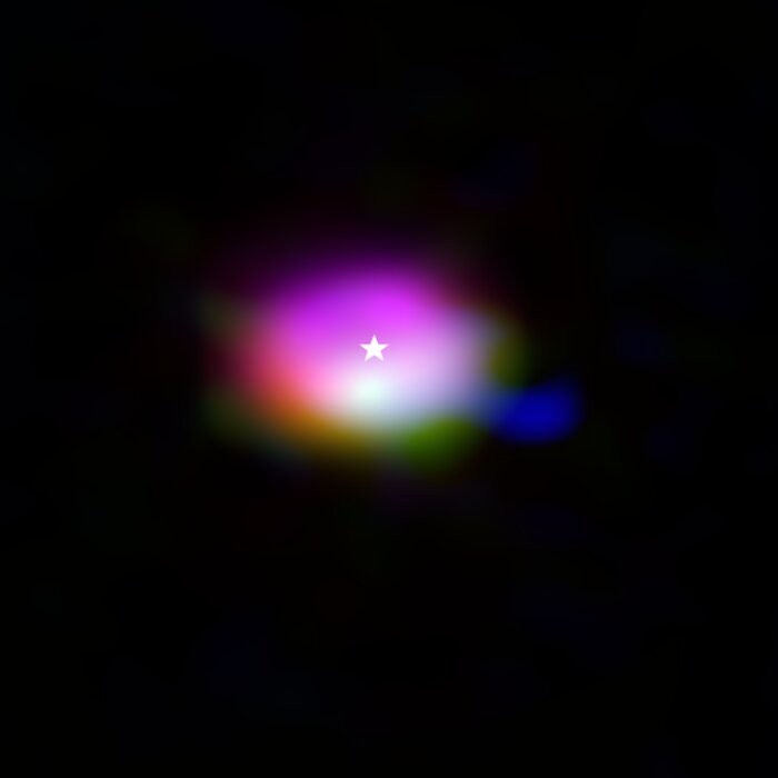 Moléculas no disco ao redor da estrela IRS 48 (Foto: ALMA (ESO/NAOJ/NRAO)/A. Pohl, van der Marel et al., Brunken et al.)