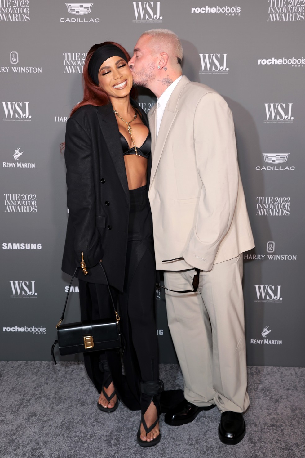 Anitta e J Balvin no Innovator Awards do Wall Street Journal — Foto: Getty Images