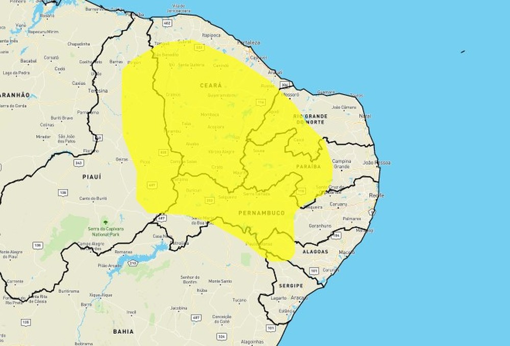 Inmet alerta para baixa umidade do ar em 73 cidades do RN