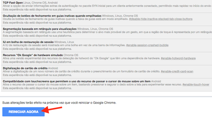 Reiniciando o Google Chrome para ativar as alterações (Foto: Reprodução/Marvin Costa)
