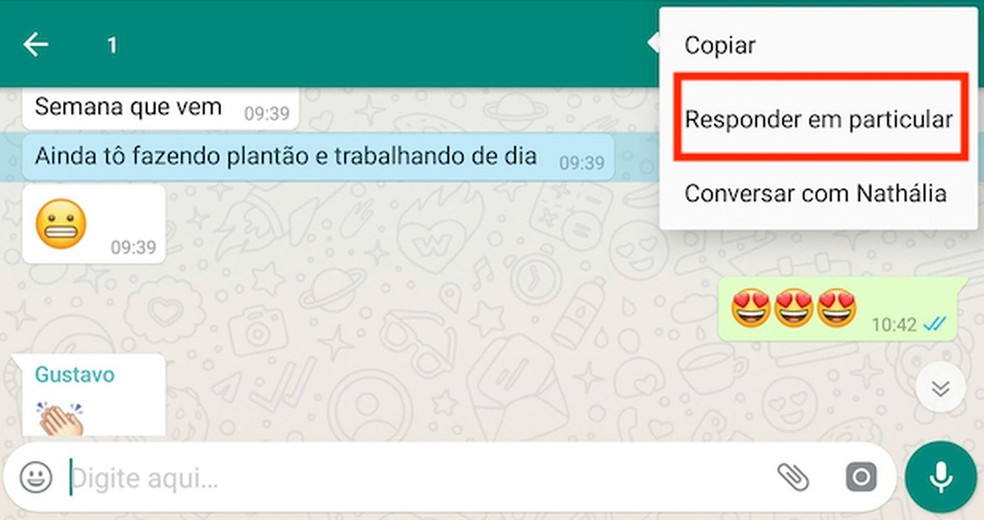 Possibilidade de responder conversa de grupo em chat particular é novidade do WhatsApp — Foto: Reprodução