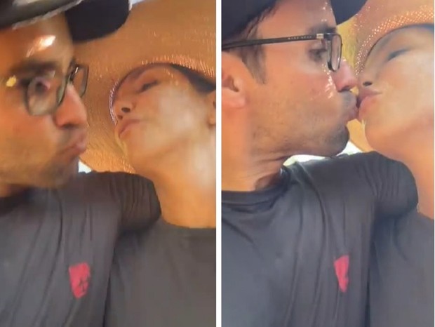 Daniel Cady e Ivete Sangalo trocam beijos durante caminhada (Foto: Reprodução/Instagram)
