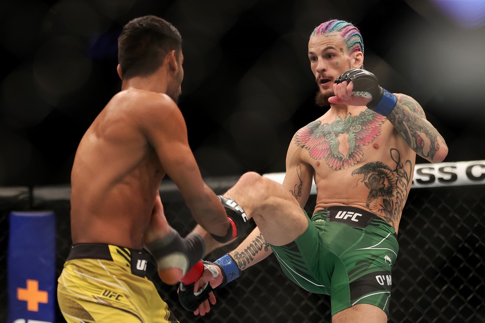 Sean O'Malley venceu Raulian Paiva por nocaute técnico aos 4m42s do R1 — Foto: Getty Images