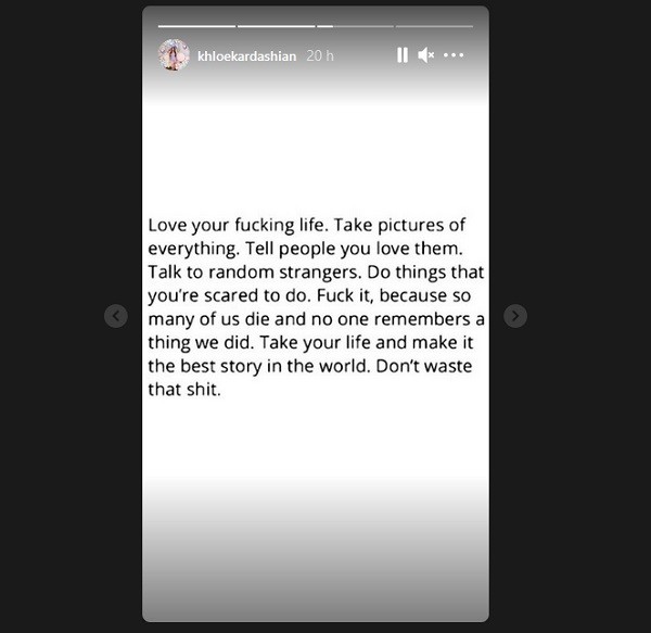 O desabafo/lamento compartilhado por Khloé Kardashian após o suposto novo affair de Tristan Thompson (Foto: Instagram)