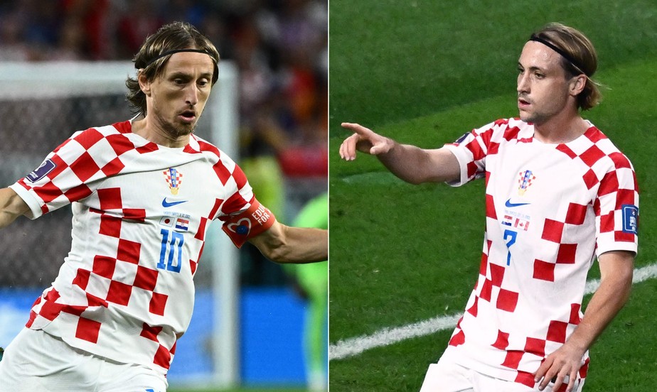 Modric (à esquerda) e Majer em ação pela Croácia: camisa 10 é ídolo de colega de seleção desde a infância