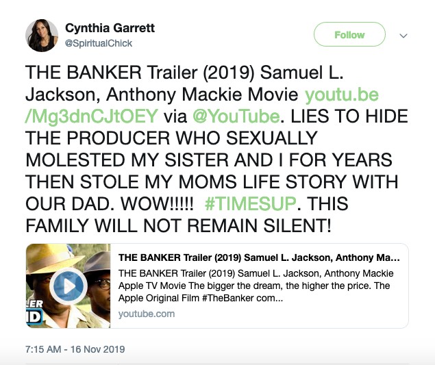 A acusação de abuso feita pela irmã de Bernard Garrett Jr (Foto: Twitter)