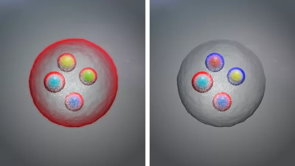 Os tetraquarks são partículas formadas por quatro quarks em vez de três — Foto: CERN/BBC