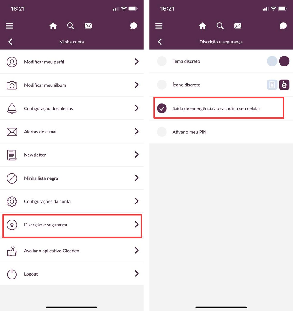 O "Bot&atilde;o de P&acirc;nico" deixa o aplicativo mais seguro para os usu&aacute;rios &mdash; Foto: Reprodu&ccedil;&atilde;o/Luana Antunes
