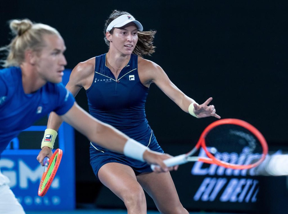 Luisa Stefani e Rafael Matos no Australian Open — Foto: Tennis Australia
