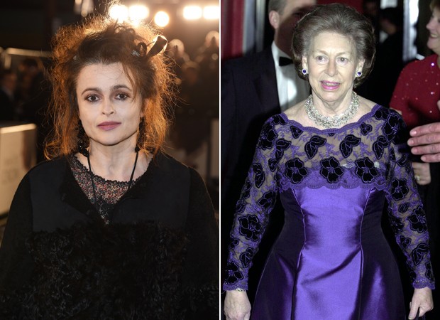 À esq: Helena Bonham Carter; à dir: Princesa Margaret, um ano antes de sua morte (Foto: Getty Images)