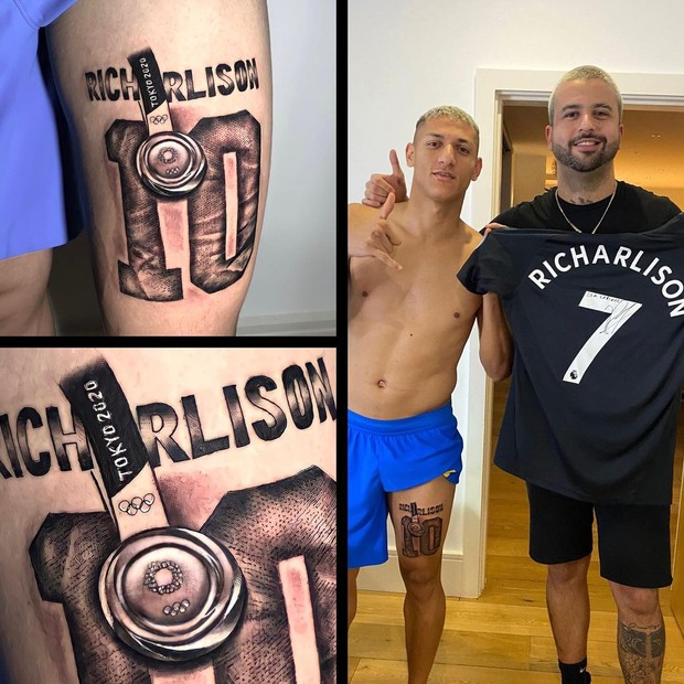 Nova tatuagem do atacante Richarlison, da seleção brasileira (Foto: Instagram/Reprodução)