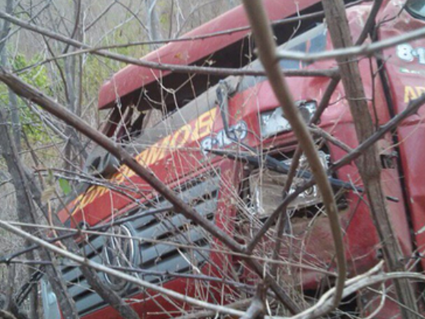 O caminhão descia a serra, que tem várias curvas fechadas quando capotou.  (Foto: Reprodução/TV Verdes Mares)