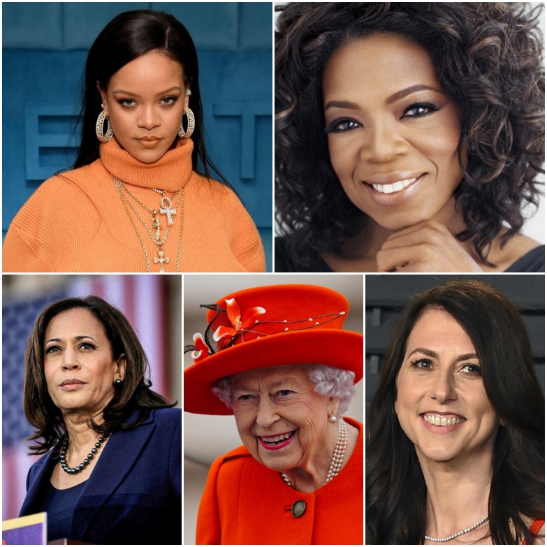 Rihanna, Oprah, Kamala Harris, Rainha Elizabeth e MacKenzie Scott estão na lista das 100 mulheres mais importantes do ano da Forbes (Foto: Divulgação)
