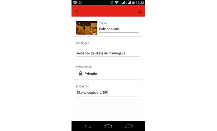 Defina as informações básicas e clique na seta na parte superior (Foto: Reprodução/André Sugai)