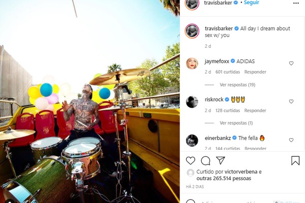 O post ousado de Travis Barker falando de seu desejo por Kourtney Kardashian (Foto: Instagram)