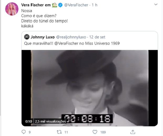 Vera Fischer relembra Miss Universo (Foto: Reprodução/Twitter)