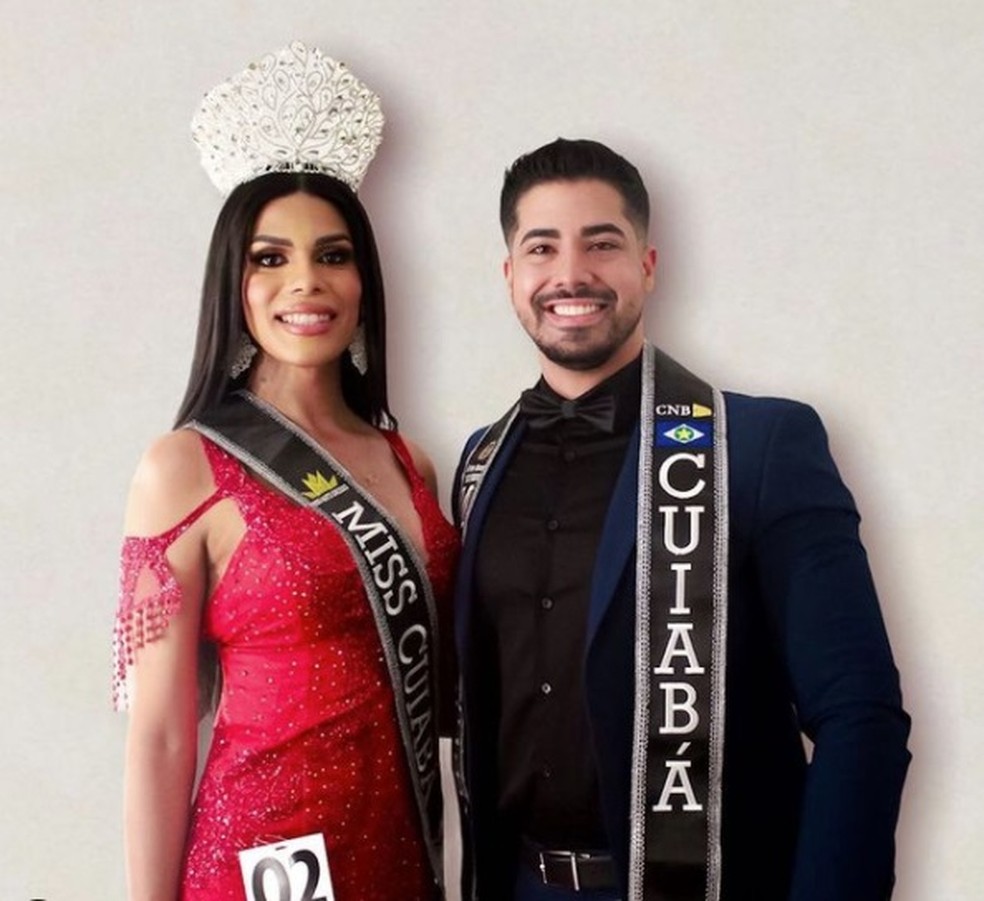 Miss Cuiabá CNB 2021, Isabelle Castro e  Mister Cuiabá CNB 2021 Micael Brito — Foto: Reprodução