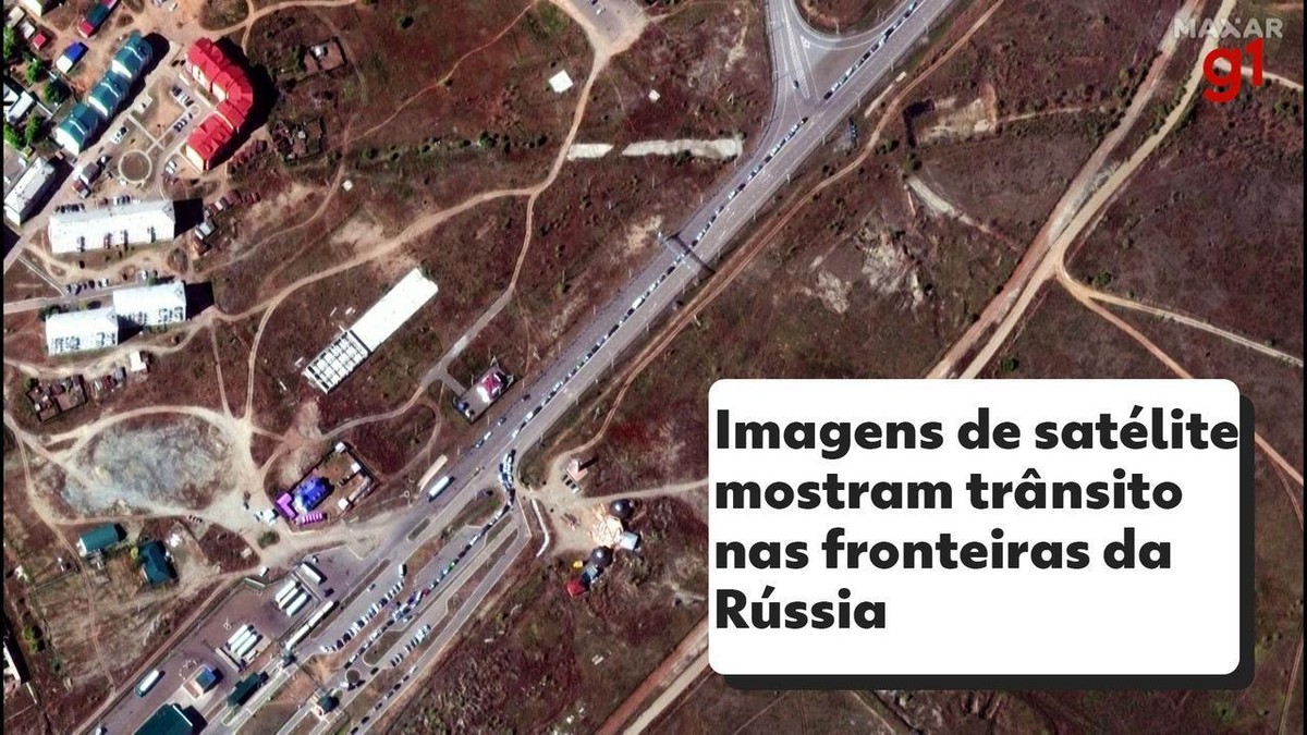 Imagens feitas por satélite mostram filas de carros nas fronteiras da Rússia com Geórgia e Mongólia