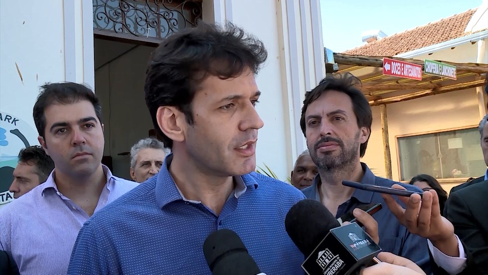 O ministro Marcelo Álvaro Antônio durante visita a Uberaba em agosto — Foto: Reprodução/TV Integração