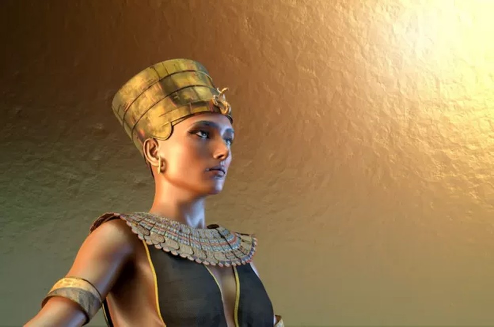 Imagem computadorizada em 3D de Cleópatra, criada por um artista — Foto: GETTY IMAGES