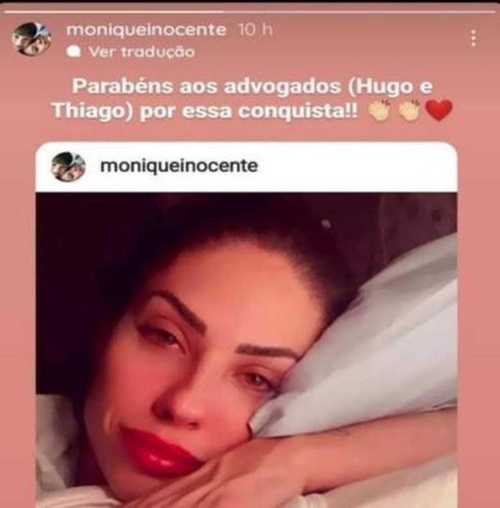 Segundo MP, Monique teve 'envolvimento' com redes após soltura — Foto: Reprodução