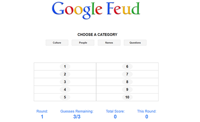 Google Feud permite adivinhar termos do autocompletar do Google (Foto: Reprodu??o/Barbara Mannara)
