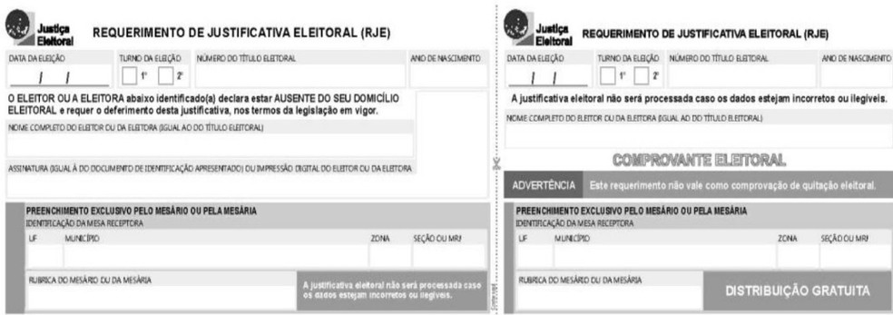 Requerimento de Justificativa Eleitoral (RJE) — Foto: Tribunal Superior Eleitoral