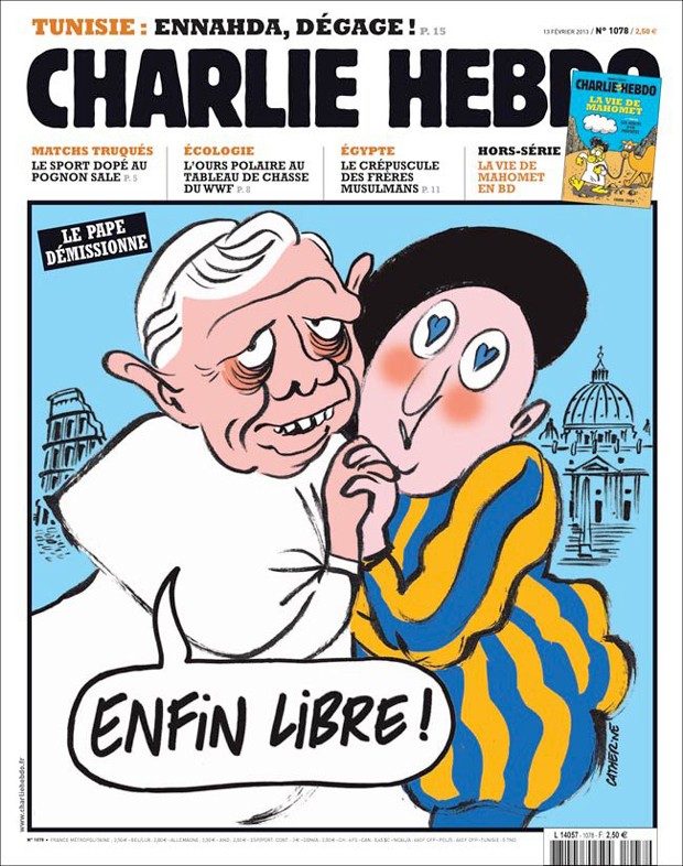 Capa da Charlie Hebdo sobre renúncia de Bento XVI (Foto: Reprodução/Facebook Charlie Hebdo)