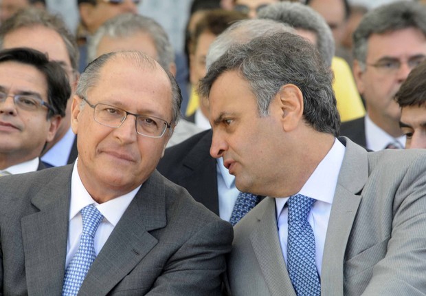 Geraldo Alckmin e Aécio Neves , durante encontro do PSDB (Foto: Reprodução/YouTube)
