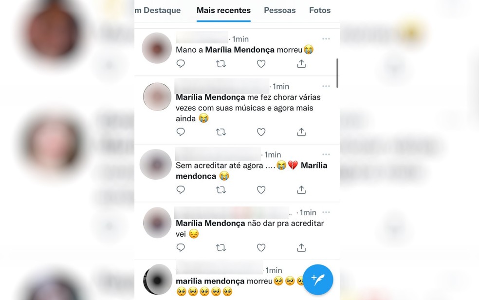 Morte de Marília Mendonça é o assunto mais comentado no Twitter do Brasil após acidente de avião — Foto: Reprodução/Twitter