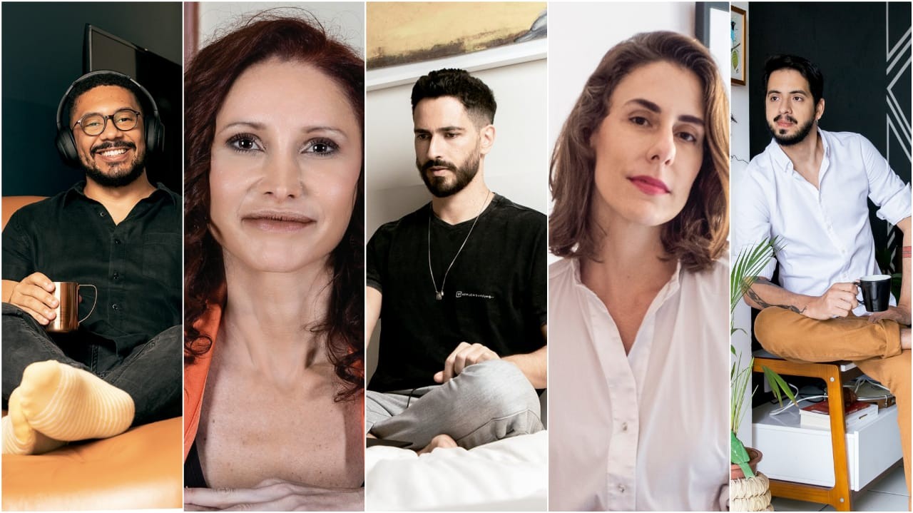 Thiago Amparo, Natalia Pasternak, Ronaldo Lemos, Sabine Righetti e Hugo Fernandes: influencers do conhecimento (Foto: GQ Fevereiro)