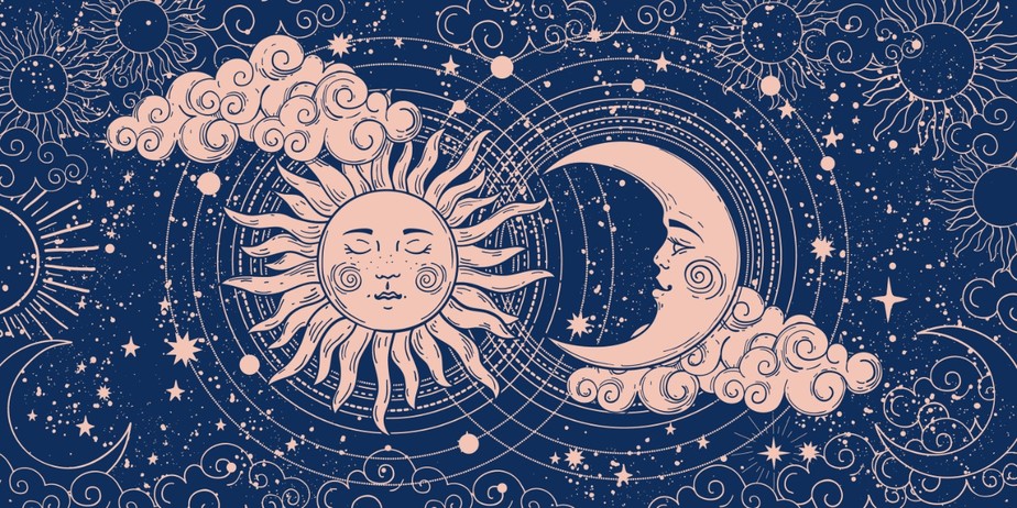 Ilustração de sol e lua