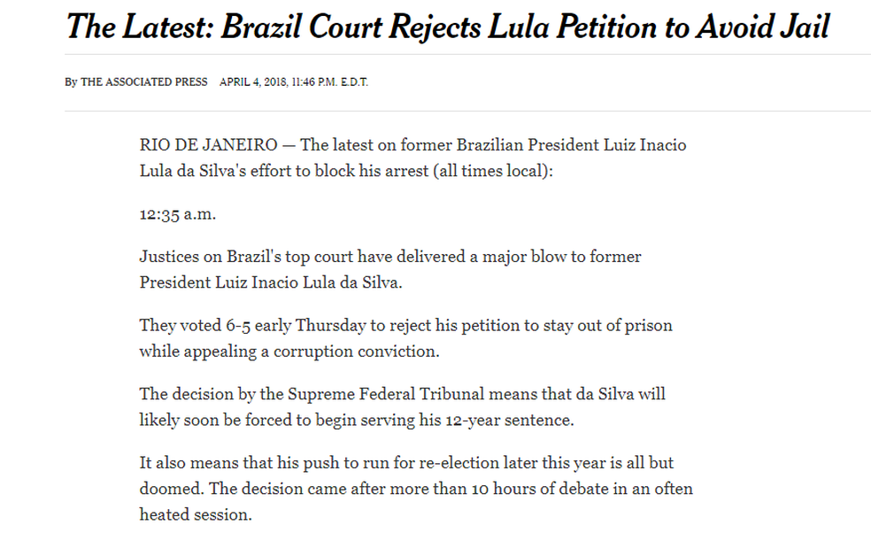 The New York Times (Foto: ReproduÃ§Ã£o/G1)