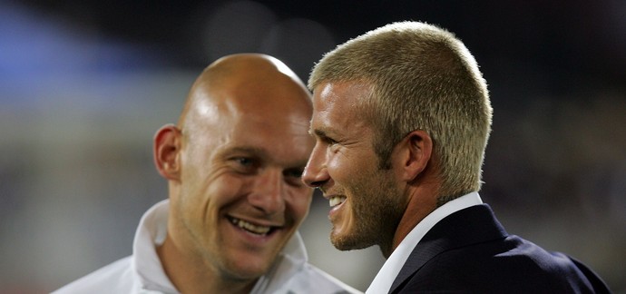 Beckham e Thomas Gravesen em 2007 (Foto: Getty Images)