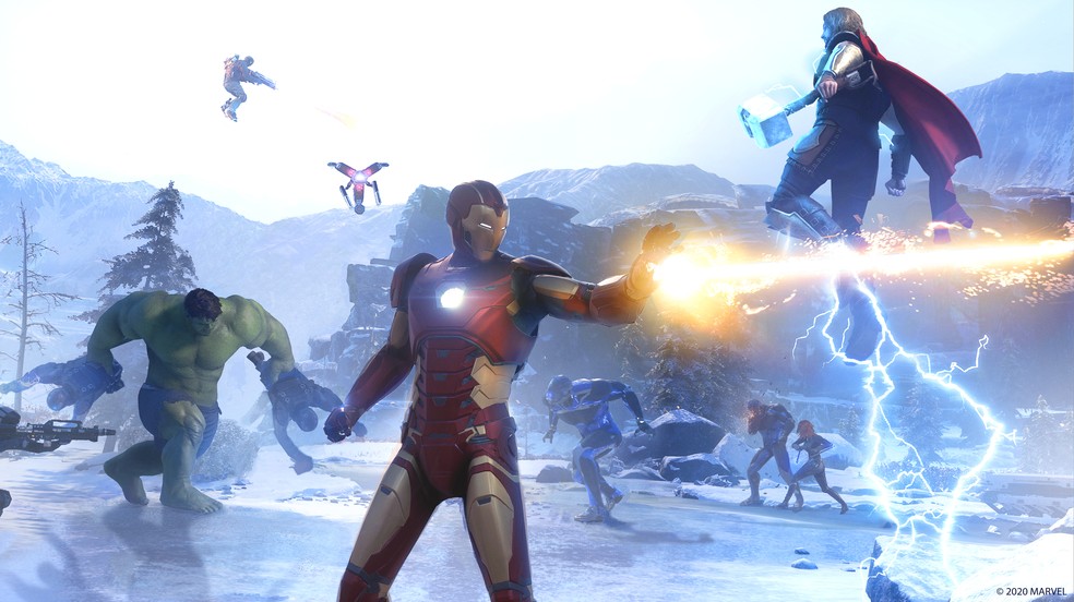 Vingadores enfrentam a AIM em 'Marvel's Avengers' — Foto: Divulgação