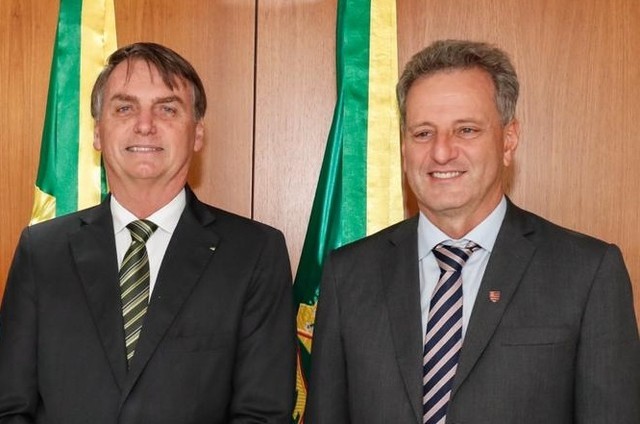 Jair Bolsonaro e o presidente do Flamengo, Rodolfo Landim