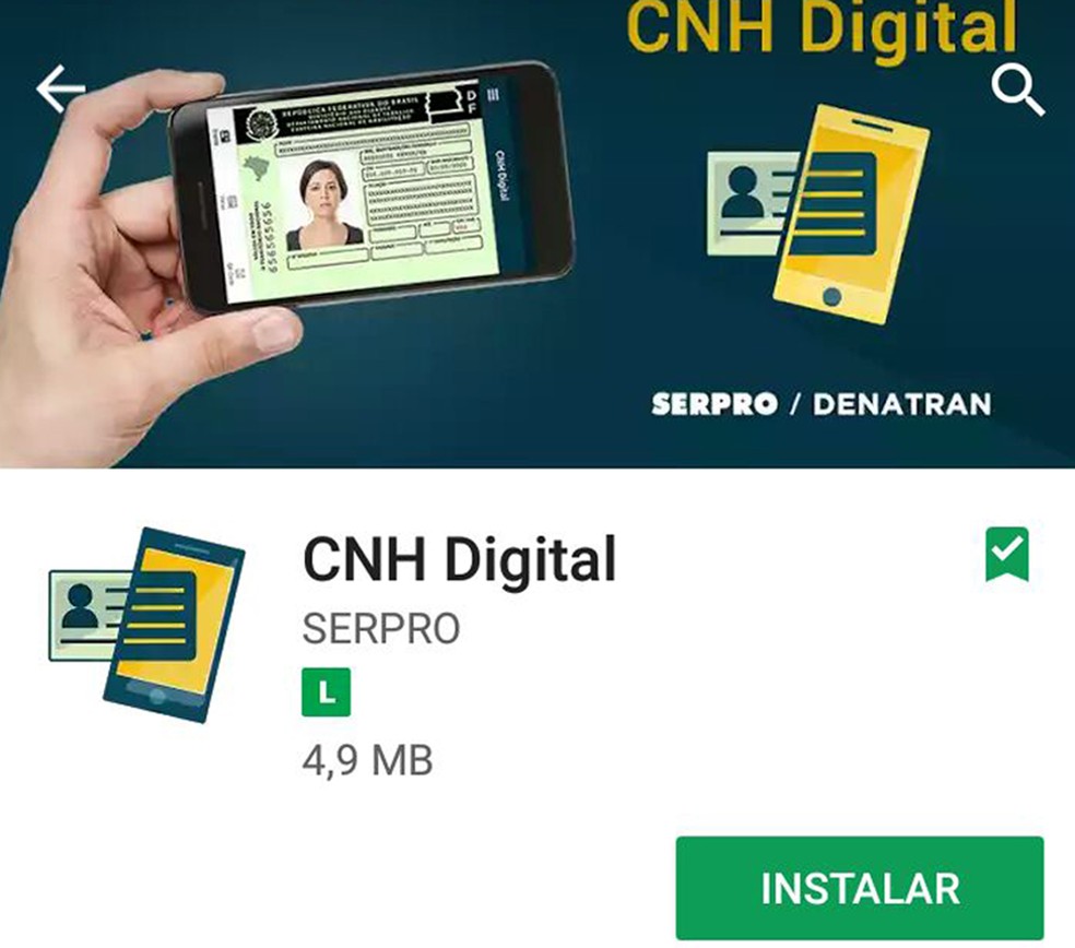 Aplicativo da CNH tem o nome do Serpro, que desenvolveu o sistema (Foto: Reprodução)