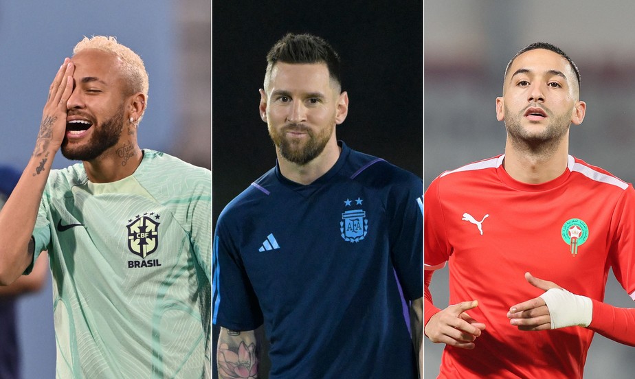 Neymar, Messi e Ziyech: craques de Brasil, Argentina e Marrocos podem chegar às semifinais da Copa do Mundo do Catar