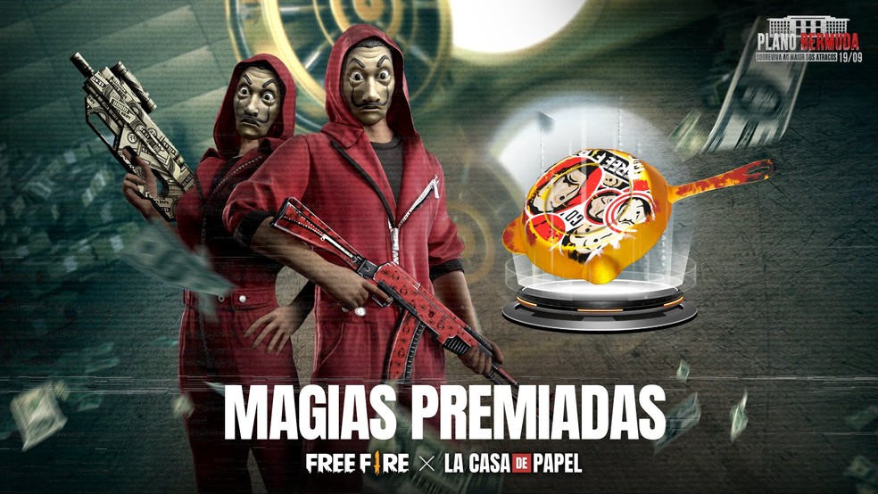 Free Fire E La Casa De Papel Magias Premiadas Trazem Skins Plano Bermuda Free Fire Ge