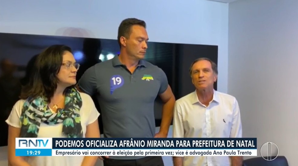 Podemos oficializa candidatura de Afrânio Miranda à Prefeitura de Natal — Foto: Reprodução/Inter TV Cabugi