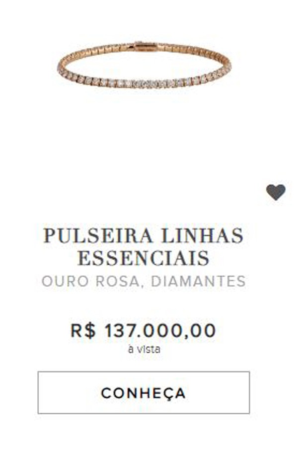 Pulseira de diamantes Cartier: R$ 137 mil (Foto: Reprodução / Site Oficial Cartier)
