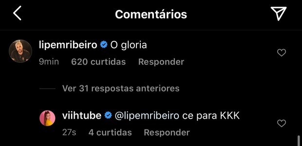 Viih Tube ganha elogio de Lipe Ribeiro após beijo (Foto: Reprodução/Instagram)