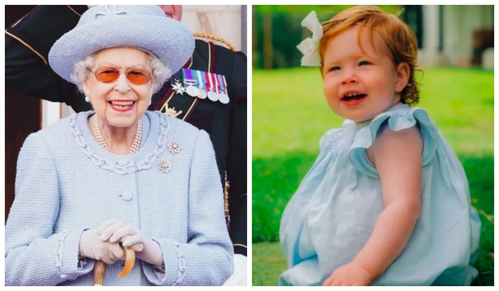 A Rainha Elizabeth II e a bisneta batizada em sua homenagem, Lilibet, filha do Príncipe Harry com a atriz Meghan Markle (Foto: Instagram)