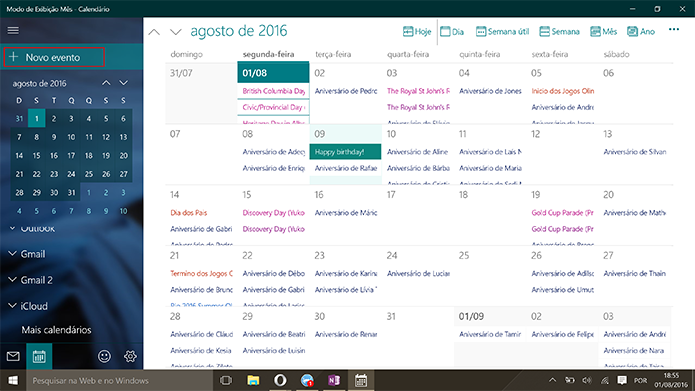 Usuário pode adicionar novo evento ao Google Agenda pelo Windows 10 (Foto: Reprodução/Elson de Souza)